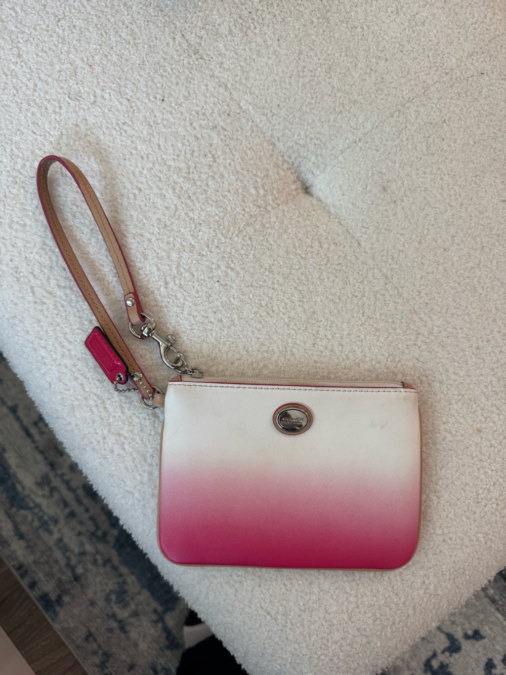 Pink and White Coach Wristlet